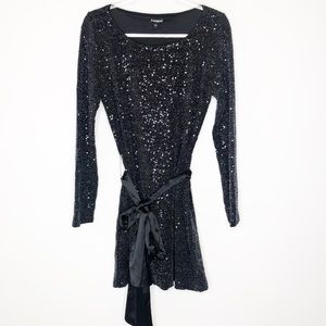 EXPRESS black silver sequin dress NWT medium